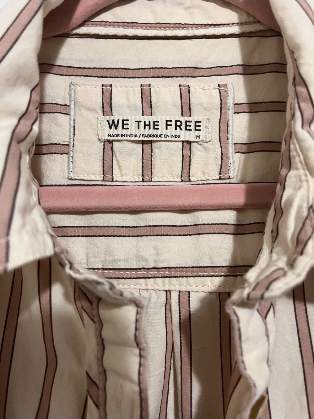 We The Free Cream Button-Down with Tan Stripes - Picture 5 of 8